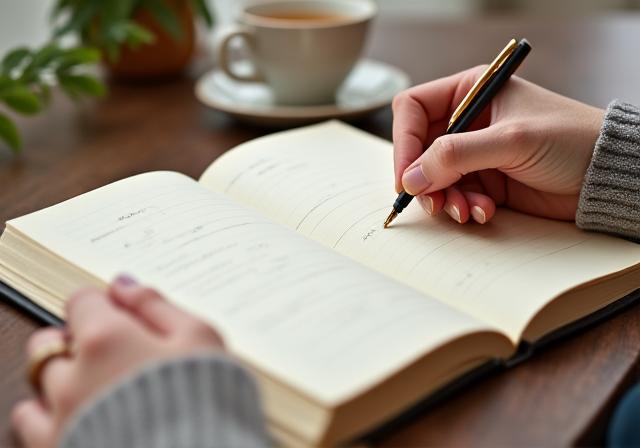 Person writing in a gratitude journal