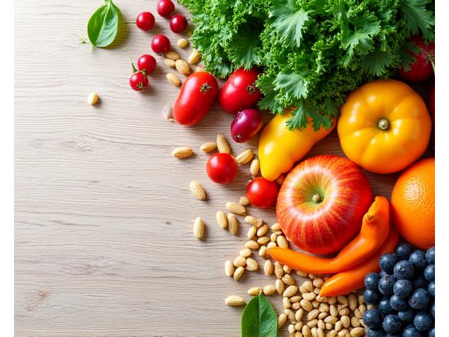 Fresh healthy food ingredients for nutritional guidance